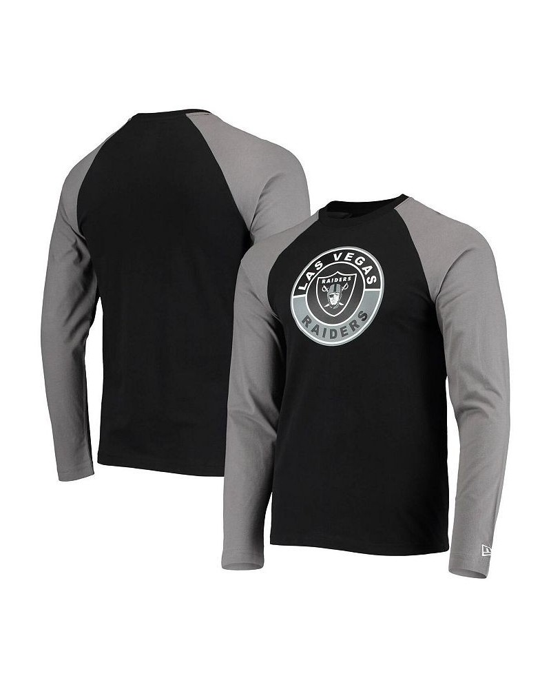 Men's Black, Gray Las Vegas Raiders League Raglan Long Sleeve T-shirt $18.40 T-Shirts