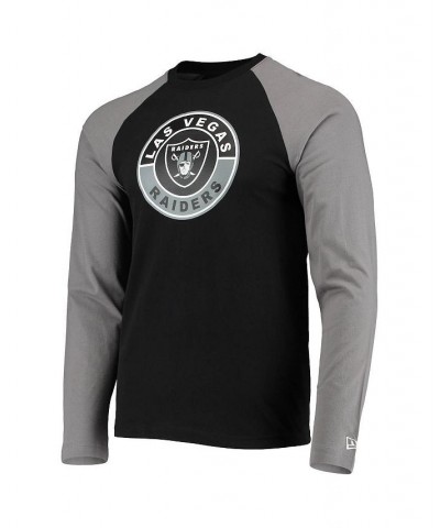 Men's Black, Gray Las Vegas Raiders League Raglan Long Sleeve T-shirt $18.40 T-Shirts