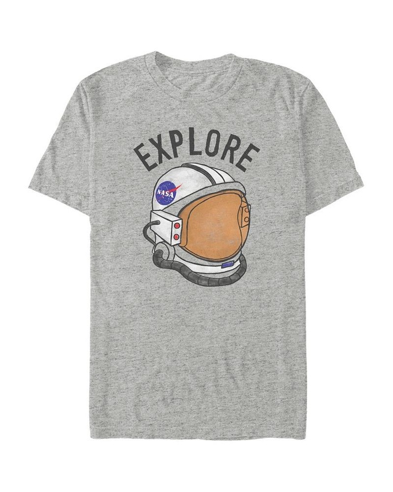 NASA Men's Explore Retro Helmet Logo Short Sleeve T- shirt Gray $18.19 T-Shirts