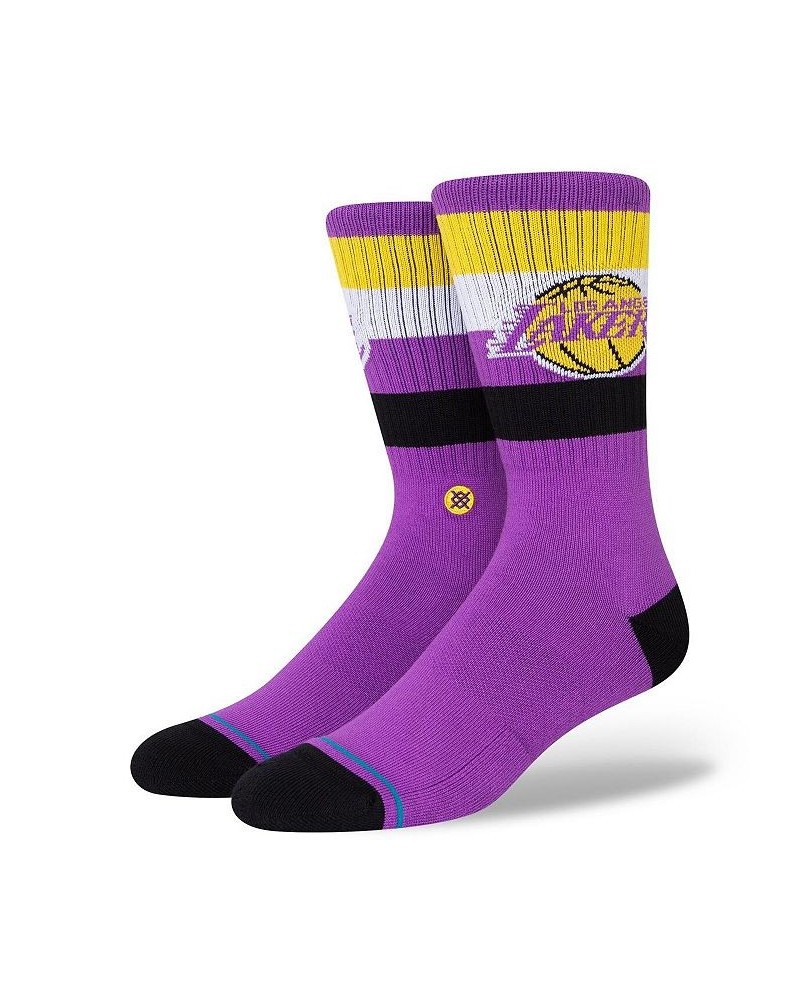 Men's Los Angeles Lakers Stripe Crew Socks $11.21 Socks