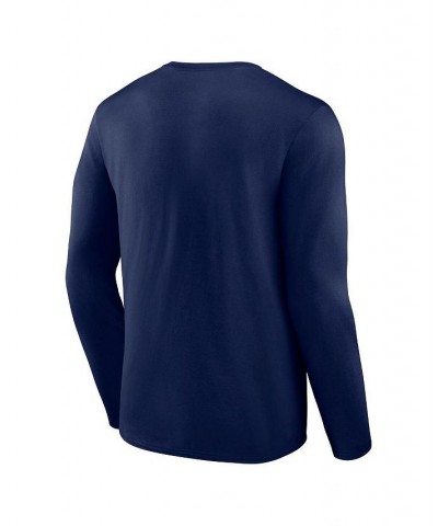 Men's Branded Navy Michigan Wolverines Double Time 2-Hit Long Sleeve T-shirt $19.35 T-Shirts