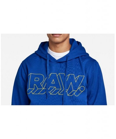 Men's 3D RAW Graphic Hooded Sweatshirt Blue $32.82 Sweatshirt