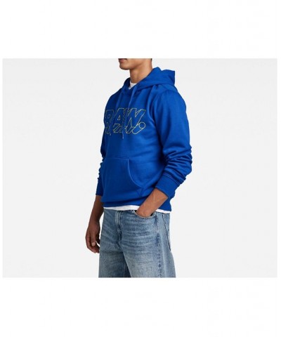 Men's 3D RAW Graphic Hooded Sweatshirt Blue $32.82 Sweatshirt