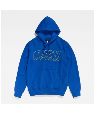 Men's 3D RAW Graphic Hooded Sweatshirt Blue $32.82 Sweatshirt