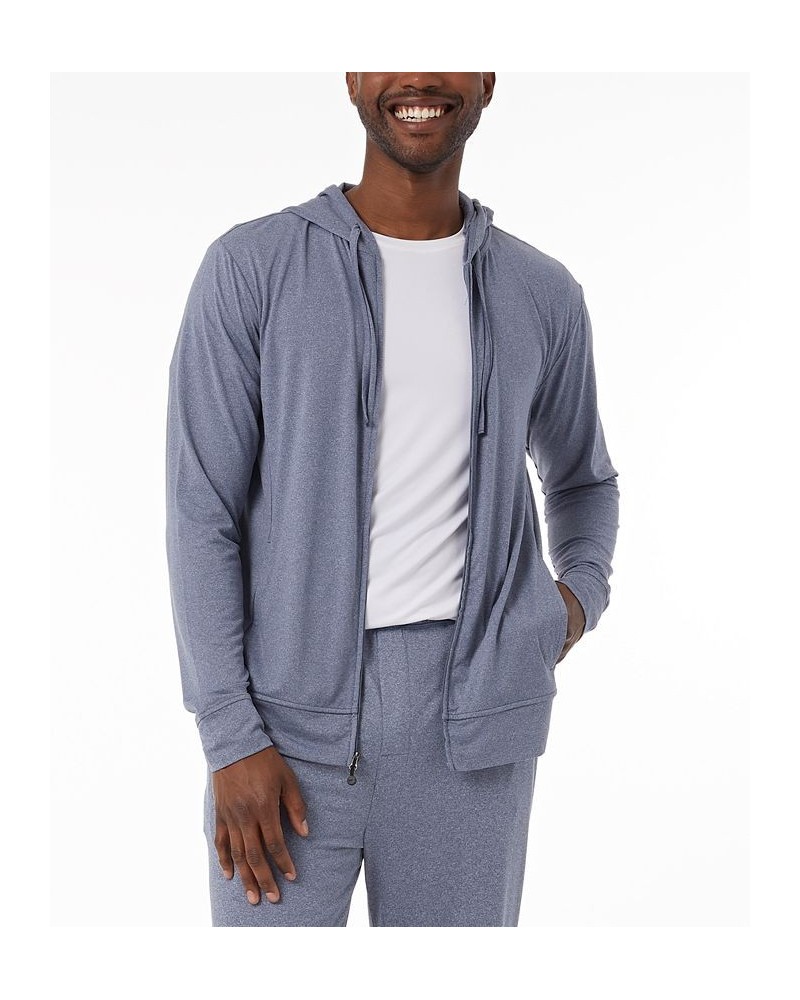 Men's Quick-Dry Stretch Hooded Full-Zip Sleep Jacket Ht Dim Blu $15.79 Pajama