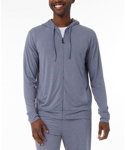 Men's Quick-Dry Stretch Hooded Full-Zip Sleep Jacket Ht Dim Blu $15.79 Pajama