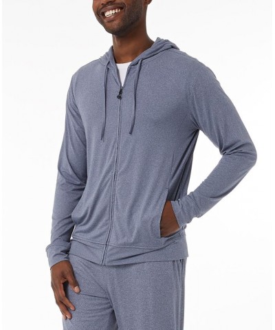 Men's Quick-Dry Stretch Hooded Full-Zip Sleep Jacket Ht Dim Blu $15.79 Pajama