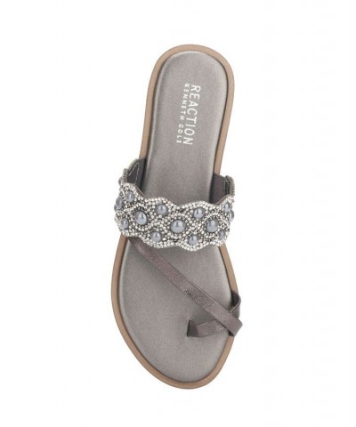 Women' Spring X Band Scallop Flat Sandals Silver $35.88 Shoes