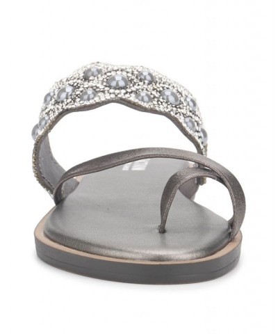 Women' Spring X Band Scallop Flat Sandals Silver $35.88 Shoes