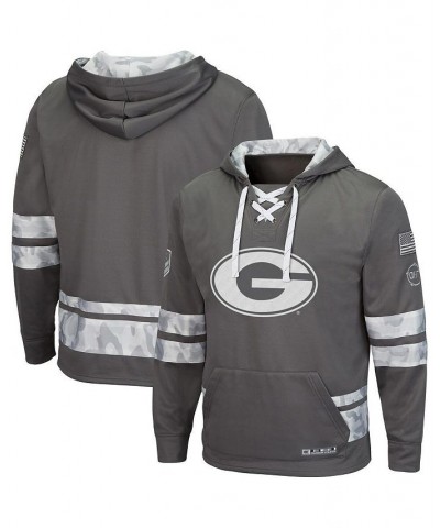 Men's Gray Georgia Bulldogs OHT Military-Inspired Appreciation Lace-Up Pullover Hoodie $32.80 Sweatshirt