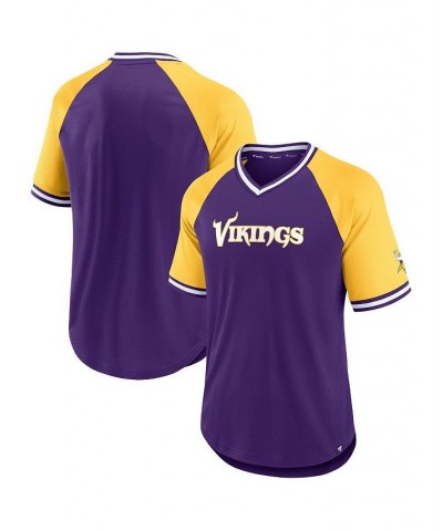 Men's Branded Purple, Gold Minnesota Vikings Second Wind Raglan V-Neck T-shirt $33.59 T-Shirts