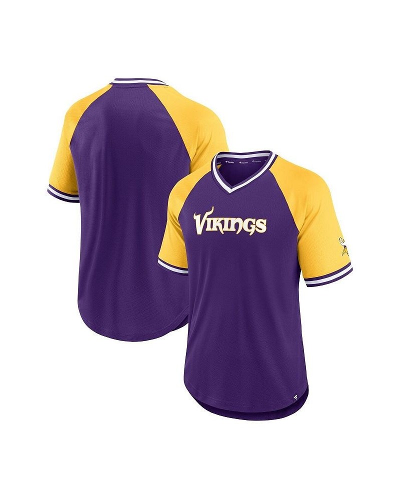 Men's Branded Purple, Gold Minnesota Vikings Second Wind Raglan V-Neck T-shirt $33.59 T-Shirts