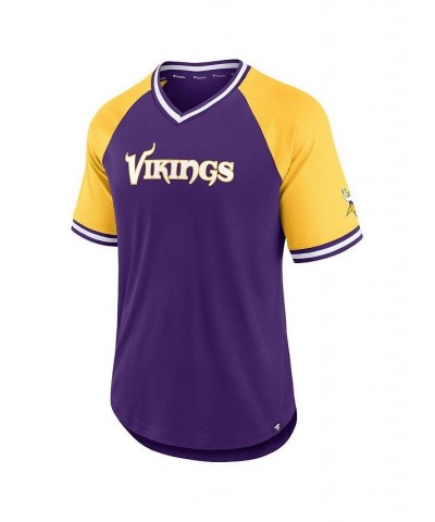 Men's Branded Purple, Gold Minnesota Vikings Second Wind Raglan V-Neck T-shirt $33.59 T-Shirts