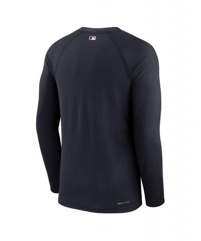 Men's Navy Detroit Tigers Authentic Collection Game Raglan Performance Long Sleeve T-shirt $31.20 T-Shirts