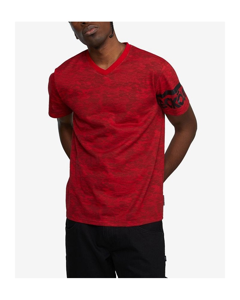 Men's Big and Tall Short Sleeve Madison Ave V-Neck T-shirt Red $19.68 T-Shirts