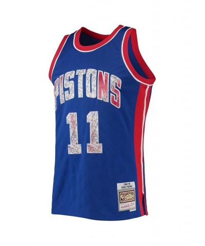 Men's Isiah Thomas Blue Detroit Pistons 1988-89 Hardwood Classics 75th Anniversary Diamond Swingman Jersey $77.70 Jersey