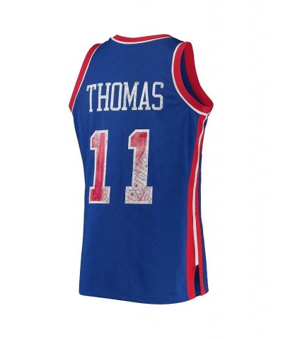 Men's Isiah Thomas Blue Detroit Pistons 1988-89 Hardwood Classics 75th Anniversary Diamond Swingman Jersey $77.70 Jersey