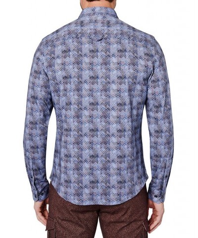 Men's Bronzite Liquid Knit Long Sleeve Button Up Shirt Gray $37.84 Shirts