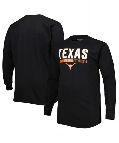 Men's Black Texas Longhorns Big and Tall Two-Hit Raglan Long Sleeve T-shirt $24.29 T-Shirts