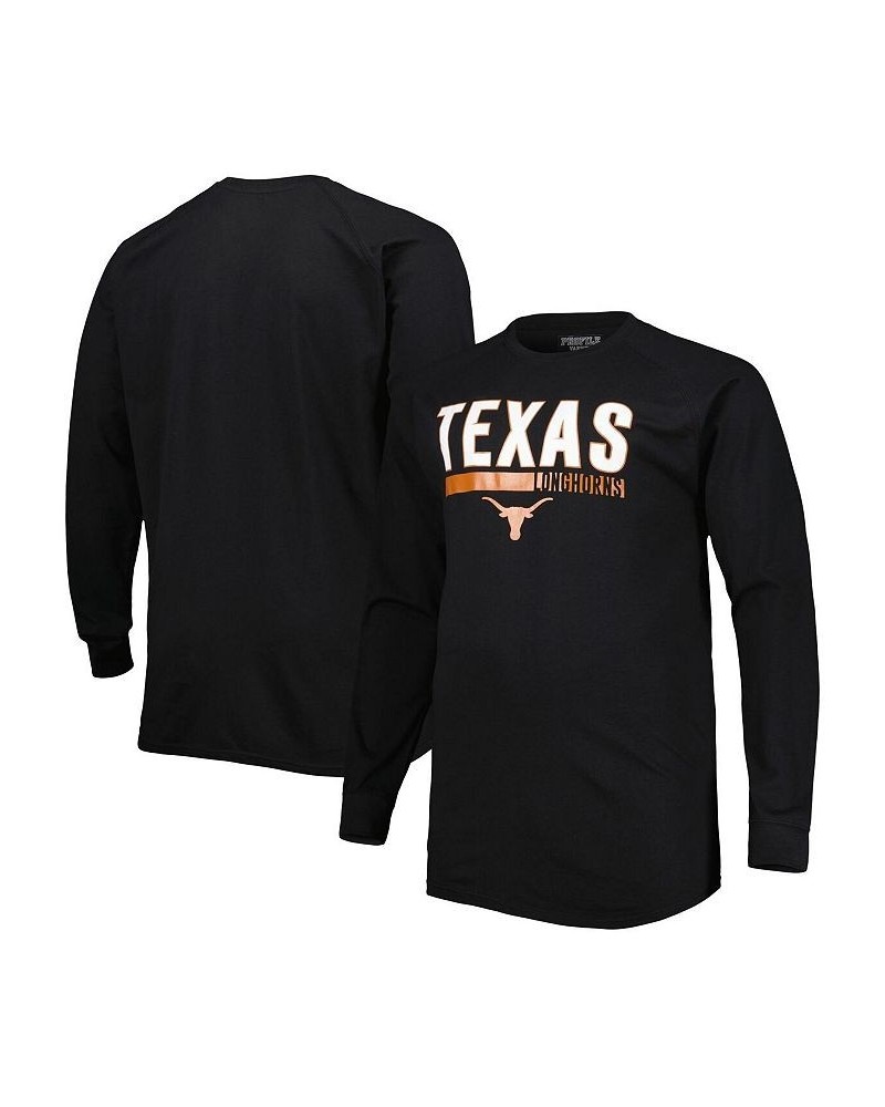 Men's Black Texas Longhorns Big and Tall Two-Hit Raglan Long Sleeve T-shirt $24.29 T-Shirts