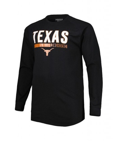 Men's Black Texas Longhorns Big and Tall Two-Hit Raglan Long Sleeve T-shirt $24.29 T-Shirts