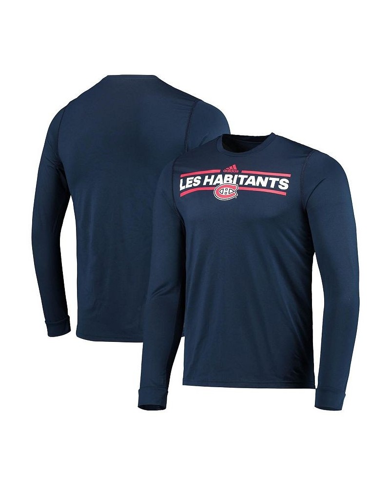 Men's Navy Montreal Canadiens Dassler AEROREADY Creator Long Sleeve T-shirt $21.00 T-Shirts