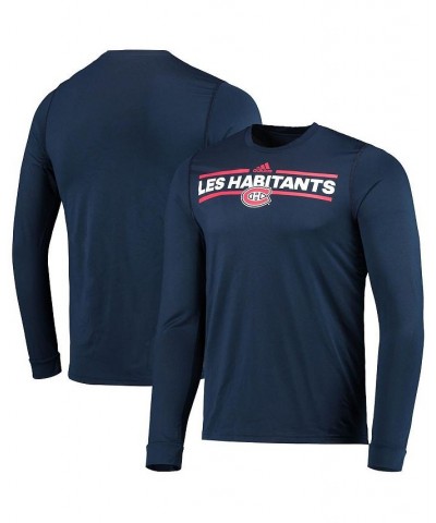 Men's Navy Montreal Canadiens Dassler AEROREADY Creator Long Sleeve T-shirt $21.00 T-Shirts