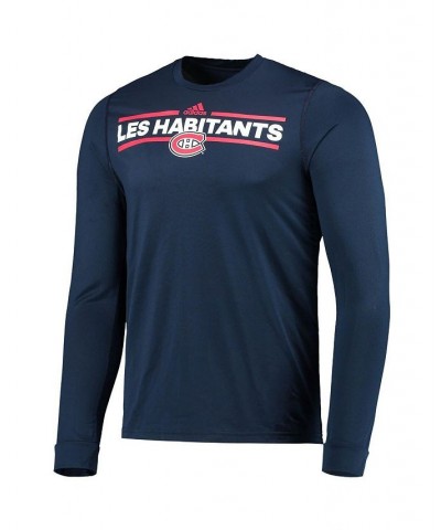 Men's Navy Montreal Canadiens Dassler AEROREADY Creator Long Sleeve T-shirt $21.00 T-Shirts