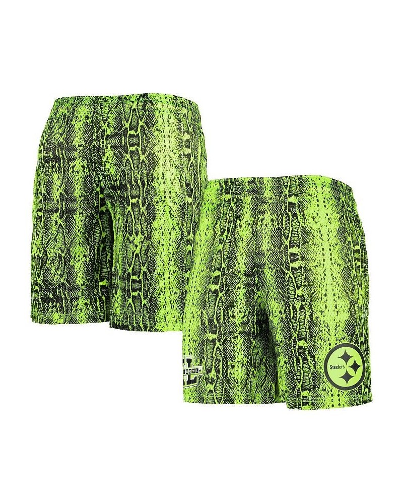 Men's Neon Green Pittsburgh Steelers Summer Pop Shorts $36.00 Shorts