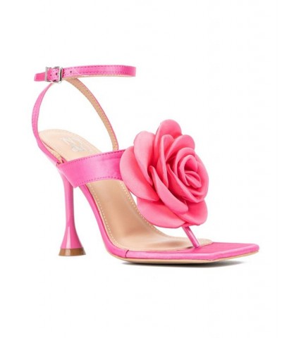 Peony Women's Satin Heel Sandals Pink $38.67 Shoes