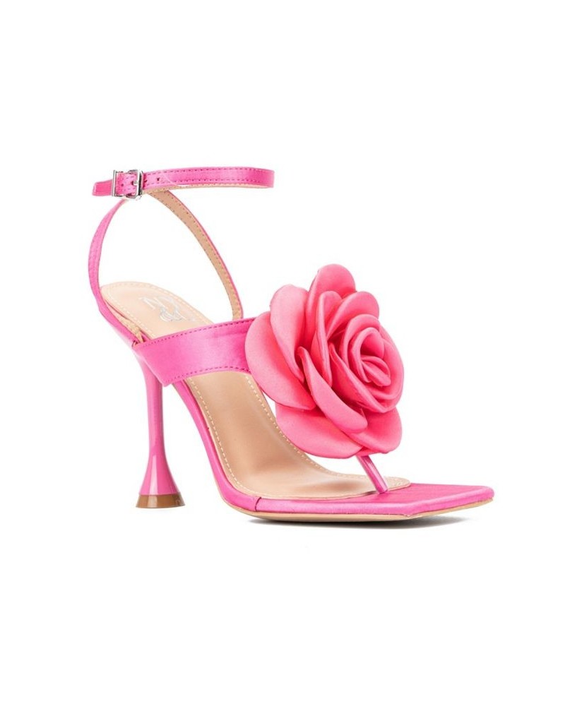 Peony Women's Satin Heel Sandals Pink $38.67 Shoes