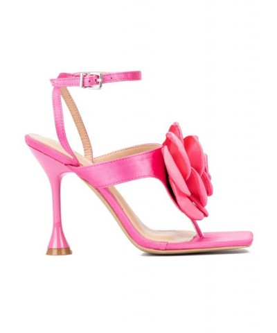 Peony Women's Satin Heel Sandals Pink $38.67 Shoes