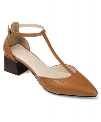 Women's Cameela T-Strap Heel Brown $41.60 Shoes