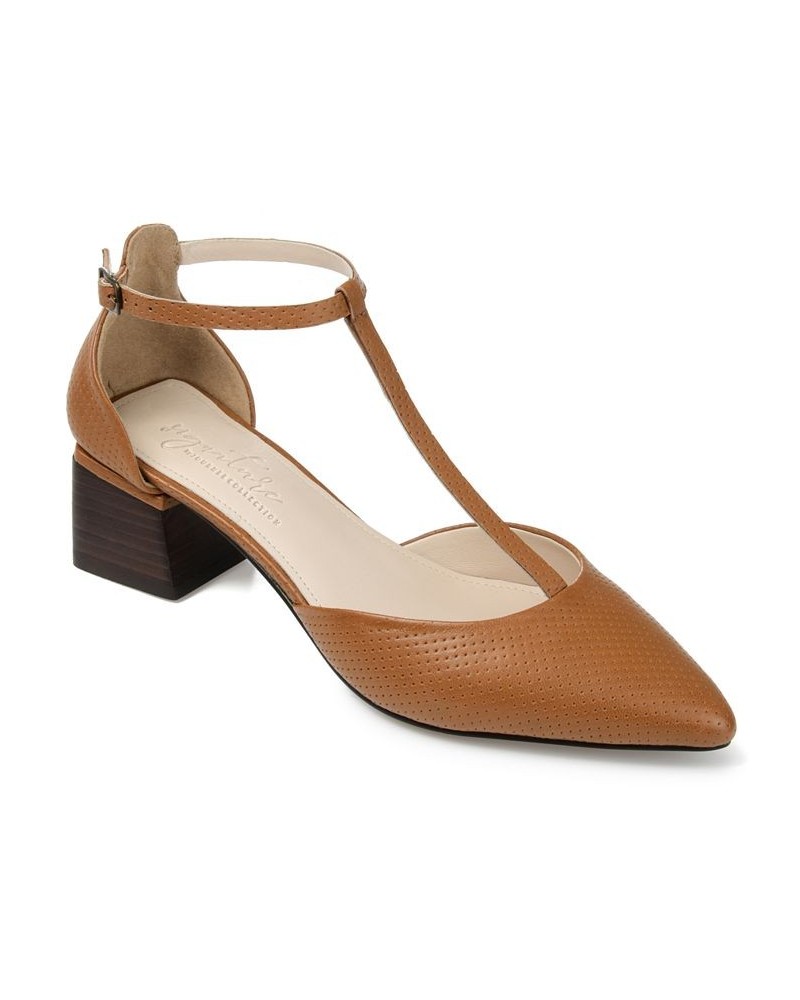 Women's Cameela T-Strap Heel Brown $41.60 Shoes