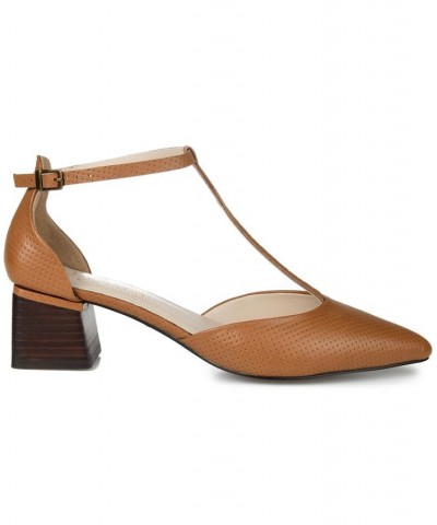 Women's Cameela T-Strap Heel Brown $41.60 Shoes