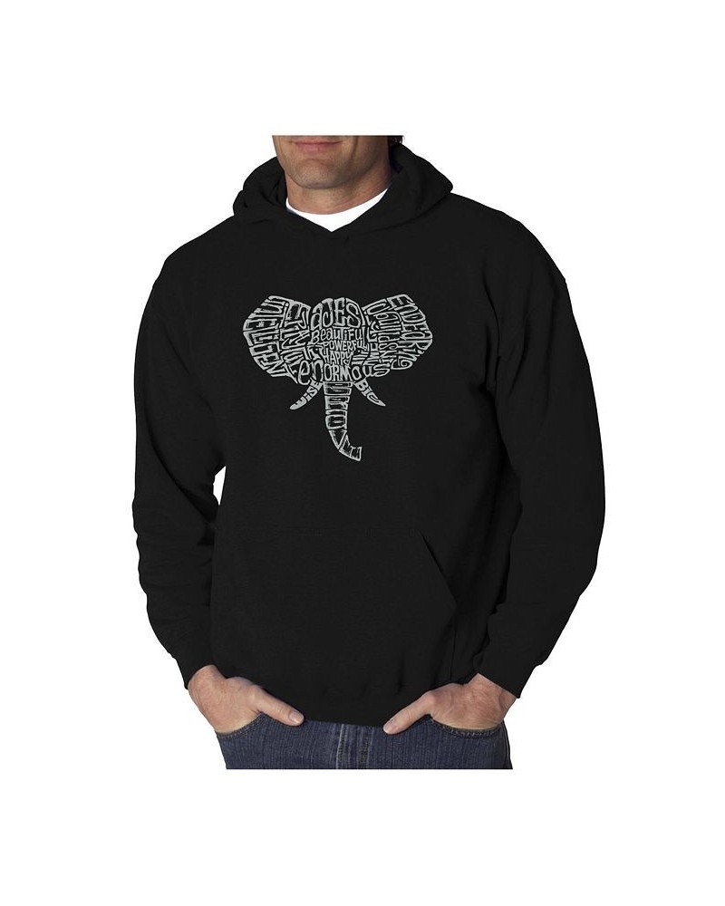 Men's Word Art Hoodie - Elephant Tusks Black $35.39 Sweatshirt