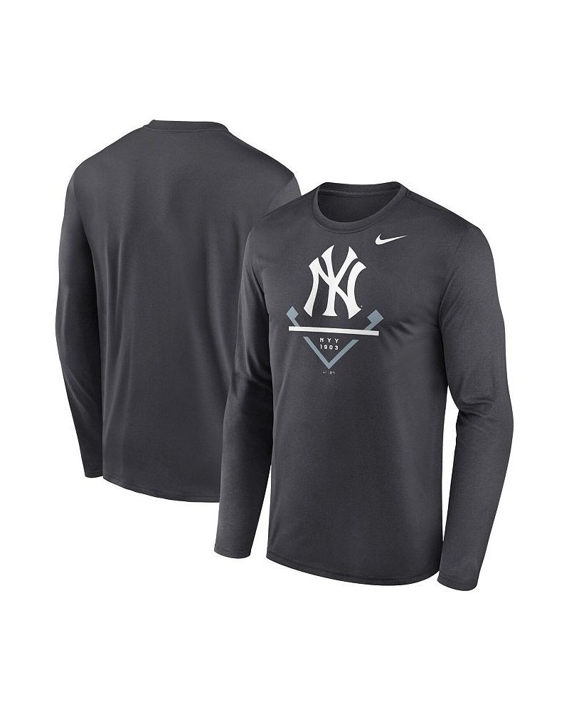 Men's Anthracite New York Yankees Icon Legend Performance Long Sleeve T-shirt $23.65 T-Shirts