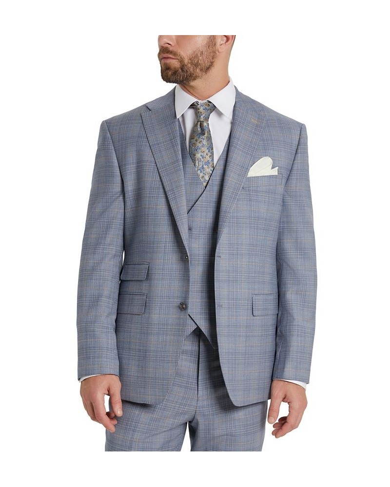 Men's Classic-Fit Plaid Suit Jacket Gray $169.65 Suits