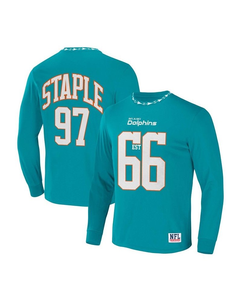 Men's NFL X Staple Teal Miami Dolphins Core Long Sleeve Jersey Style T-shirt $26.78 T-Shirts