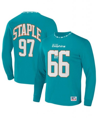 Men's NFL X Staple Teal Miami Dolphins Core Long Sleeve Jersey Style T-shirt $26.78 T-Shirts