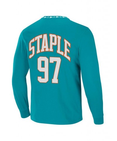 Men's NFL X Staple Teal Miami Dolphins Core Long Sleeve Jersey Style T-shirt $26.78 T-Shirts