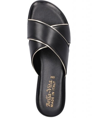 Women's Tab-Italy Slide Sandals Black $42.00 Shoes