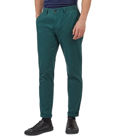 Men's Slim-Fit Stretch Five-Pocket Branded Chino Pants Green $42.57 Pants