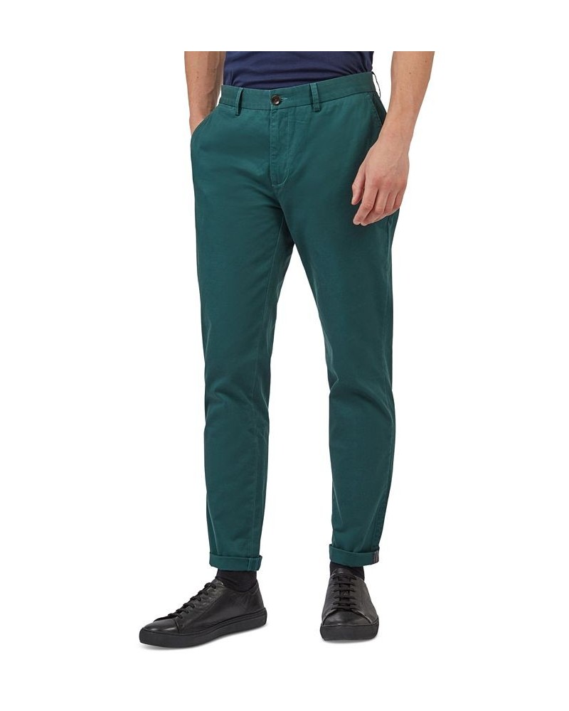 Men's Slim-Fit Stretch Five-Pocket Branded Chino Pants Green $42.57 Pants