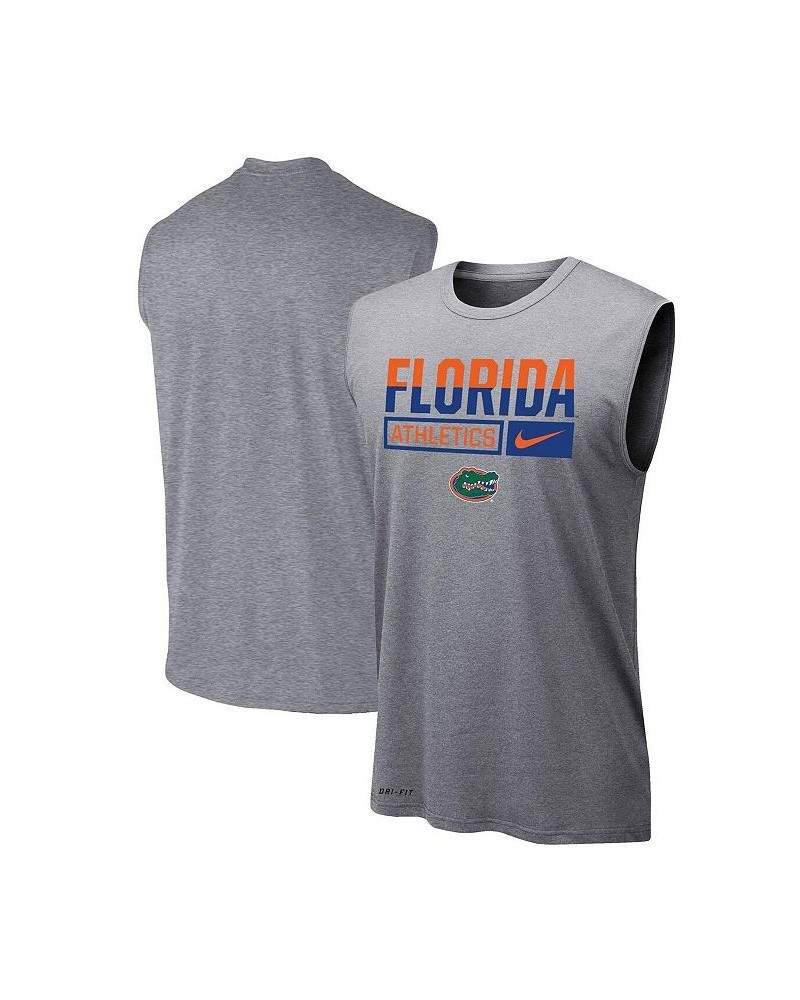 Men's Heathered Gray Florida Gators Wordmark Drop Legend Performance Tank Top $21.00 T-Shirts