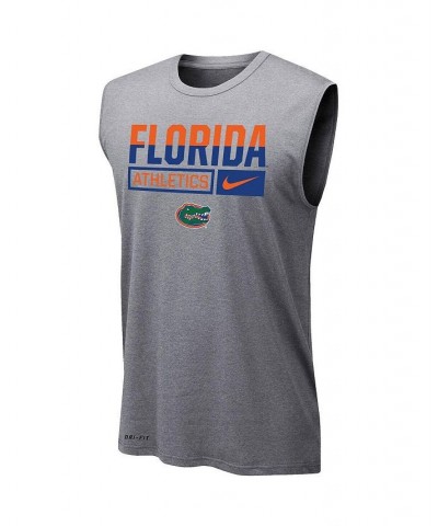 Men's Heathered Gray Florida Gators Wordmark Drop Legend Performance Tank Top $21.00 T-Shirts