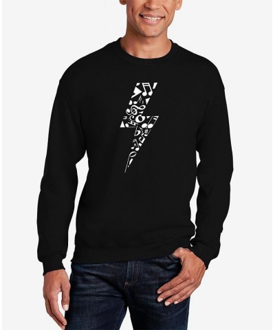 Men's Word Art Crewneck Lightning Bolt Sweatshirt Black $24.00 Sweatshirt