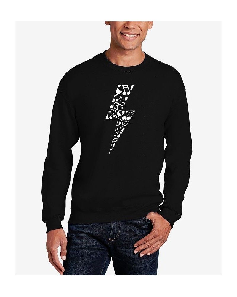 Men's Word Art Crewneck Lightning Bolt Sweatshirt Black $24.00 Sweatshirt