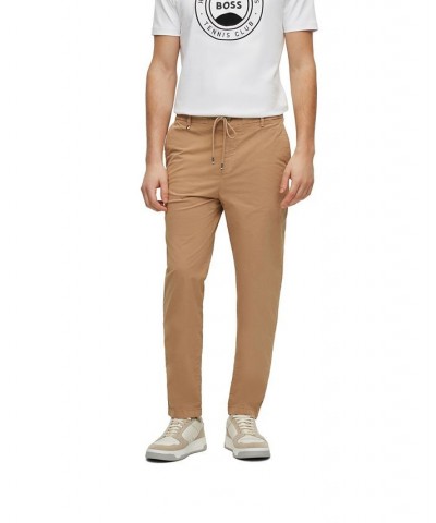 BOSS Men's Slim-Fit Paper-Touch Stretch Cotton Trousers Tan/Beige $86.48 Pants