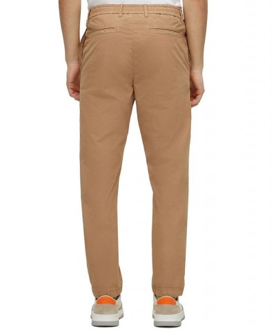 BOSS Men's Slim-Fit Paper-Touch Stretch Cotton Trousers Tan/Beige $86.48 Pants